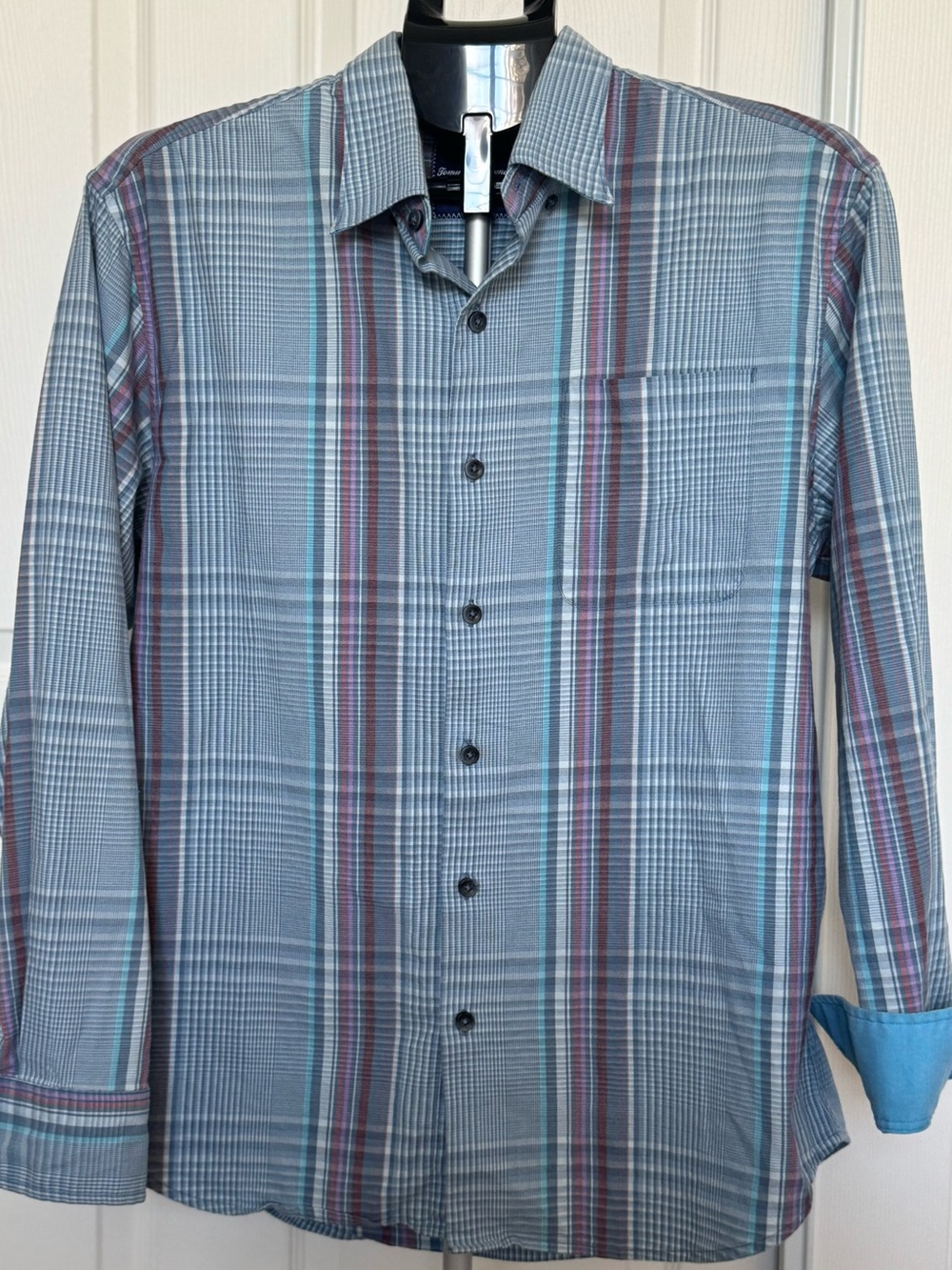 Tommy Bahama Turquoise & Blue Plaid Button-Down Shirt - Picture 4 of 7